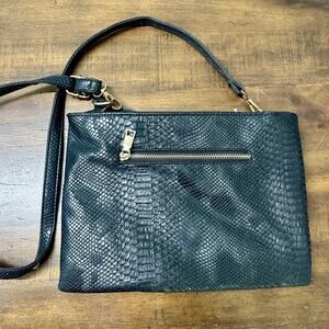 Black Studded Crossbody Clutch | Faux Snakeskin | Rhinestone Studs | Y2K Chic